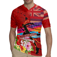 Honolulu Anniversary 52nd Running Rugby Jersey Marathon Competition Kakau Pattern Red Color LT03 - Polynesian Pride