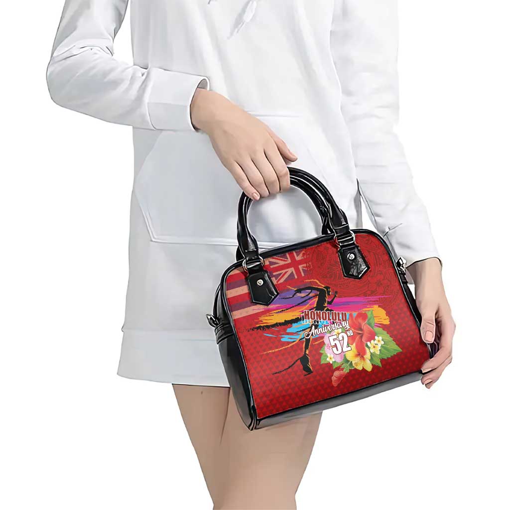Honolulu Anniversary 52nd Running Shoulder Handbag Marathon Competition Kakau Pattern Red Color