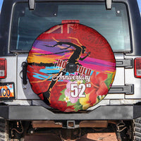 Honolulu Anniversary 52nd Running Spare Tire Cover Marathon Competition Kakau Pattern Red Color LT03 Red - Polynesian Pride