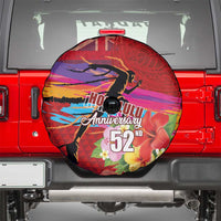 Honolulu Anniversary 52nd Running Spare Tire Cover Marathon Competition Kakau Pattern Red Color LT03 - Polynesian Pride