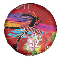 Honolulu Anniversary 52nd Running Spare Tire Cover Marathon Competition Kakau Pattern Red Color LT03 - Polynesian Pride