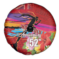 Honolulu Anniversary 52nd Running Spare Tire Cover Marathon Competition Kakau Pattern Red Color LT03 - Polynesian Pride