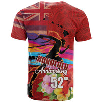 Honolulu Anniversary 52nd Running T Shirt Marathon Competition Kakau Pattern Red Color LT03 - Polynesian Pride