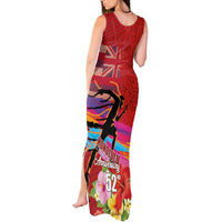 Honolulu Anniversary 52nd Running Tank Maxi Dress Marathon Competition Kakau Pattern Red Color LT03 - Polynesian Pride
