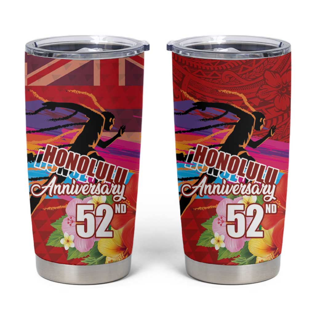 Honolulu Anniversary 52nd Running Tumbler Cup Marathon Competition Kakau Pattern Red Color LT03 Red - Polynesian Pride