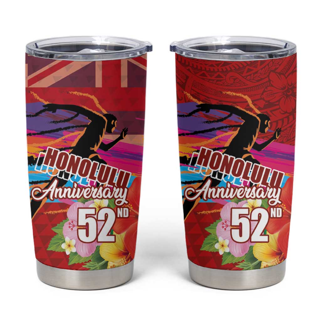 Honolulu Anniversary 52nd Running Tumbler Cup Marathon Competition Kakau Pattern Red Color