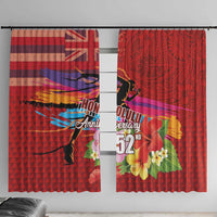 Honolulu Anniversary 52nd Running Window Curtain Marathon Competition Kakau Pattern Red Color LT03 With Hooks Red - Polynesian Pride