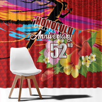 Honolulu Anniversary 52nd Running Window Curtain Marathon Competition Kakau Pattern Red Color LT03 - Polynesian Pride