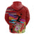 Honolulu Anniversary 52nd Running Zip Hoodie Marathon Competition Kakau Pattern Red Color