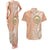 Hawaii Tropical Flowers with Kakau Tribal Couples Matching Tank Maxi Dress and Hawaiian Shirt Peach Fuzz Color LT03 Peach Fuzz - Polynesian Pride