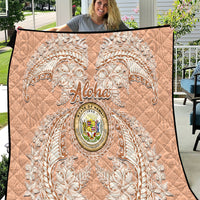 Hawaii Tropical Flowers with Kakau Tribal Quilt Peach Fuzz Color LT03 Peach Fuzz - Polynesian Pride