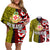 Tonga Kolisi Tonga Couples Matching Off Shoulder Short Dress and Long Sleeve Button Shirt Ngatu and Geometric Pattern LT03 Red - Polynesian Pride