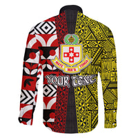 Tonga Kolisi Tonga Family Matching Long Sleeve Bodycon Dress and Hawaiian Shirt Ngatu and Geometric Pattern LT03 - Polynesian Pride