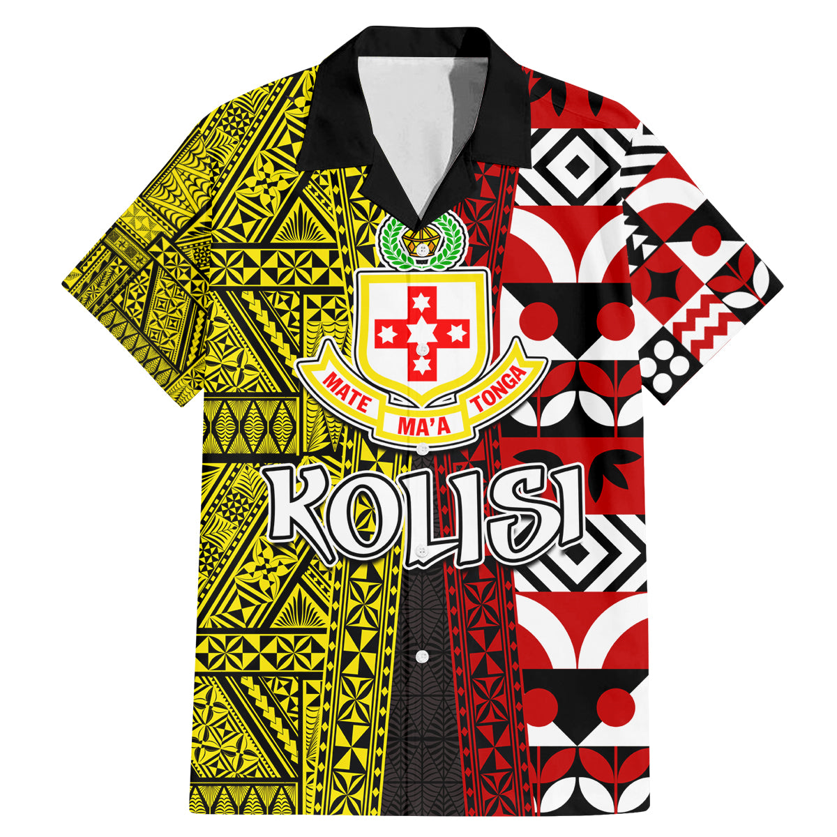 Tonga Kolisi Tonga Family Matching Mermaid Dress and Hawaiian Shirt Ngatu and Geometric Pattern LT03 Dad's Shirt - Short Sleeve Red - Polynesian Pride