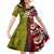 Tonga Kolisi Tonga Family Matching Off Shoulder Maxi Dress and Hawaiian Shirt Ngatu and Geometric Pattern LT03 Daughter's Dress Red - Polynesian Pride