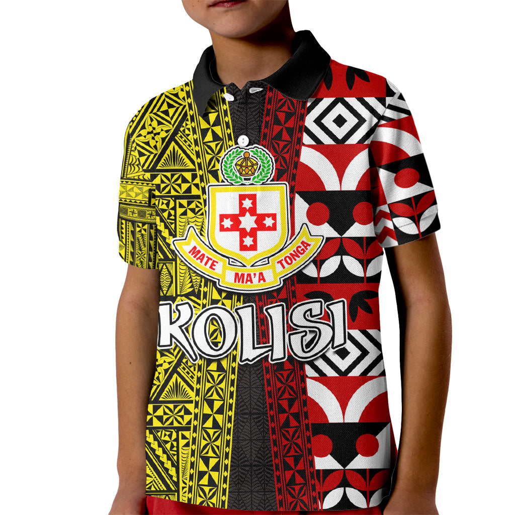 Tonga Kolisi Tonga Kid Polo Shirt Ngatu and Geometric Pattern LT03 Kid Red - Polynesian Pride