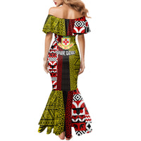 Tonga Kolisi Tonga Mermaid Dress Ngatu and Geometric Pattern LT03 - Polynesian Pride
