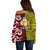 Tonga Kolisi Tonga Off Shoulder Sweater Ngatu and Geometric Pattern LT03 - Polynesian Pride