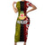 Tonga Kolisi Tonga Short Sleeve Bodycon Dress Ngatu and Geometric Pattern LT03 Long Dress Red - Polynesian Pride