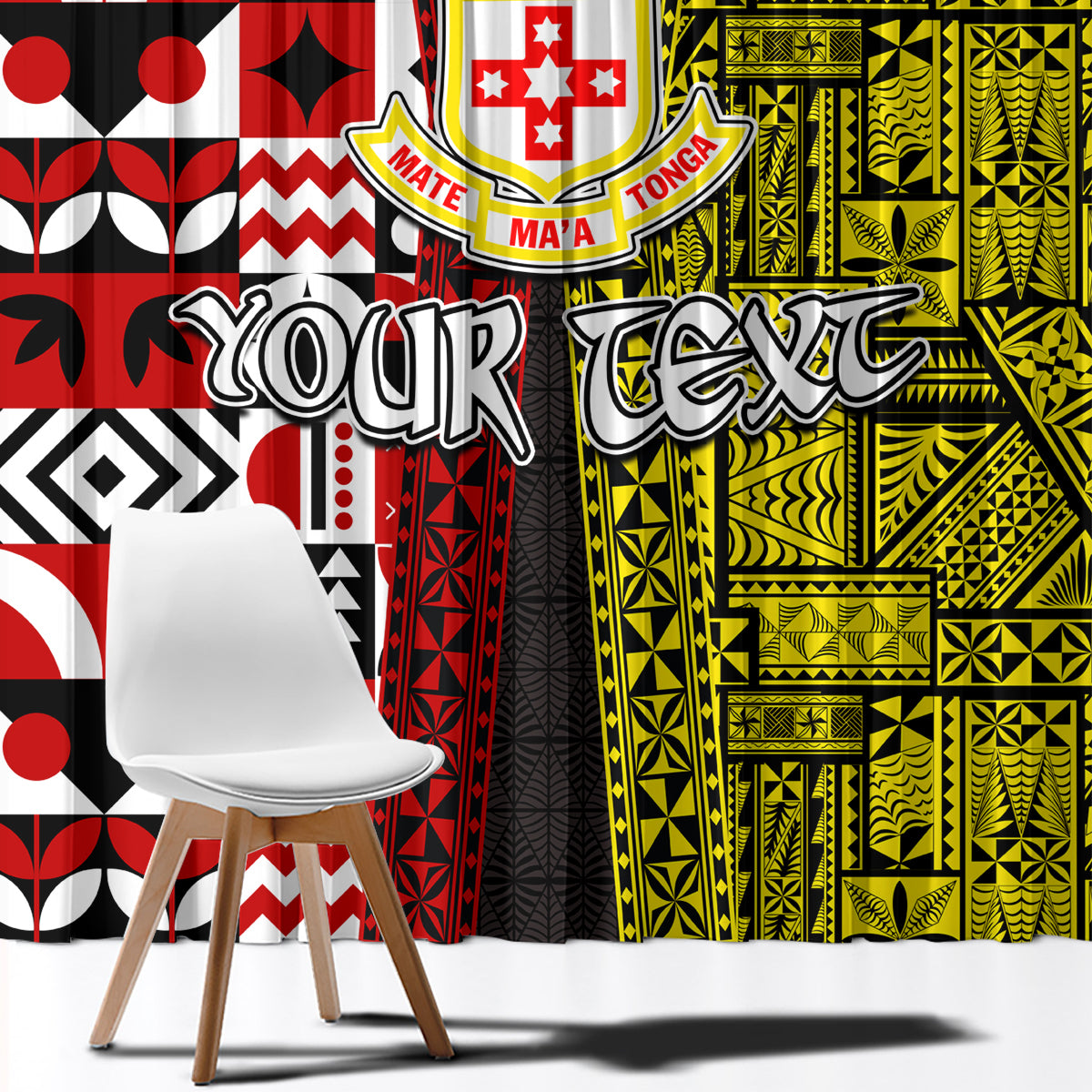 Tonga Kolisi Tonga Window Curtain Ngatu and Geometric Pattern LT03 - Polynesian Pride