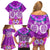 Polynesian Valentine Day Family Matching Off Shoulder Short Dress and Hawaiian Shirt Love Couple Turtle Maori Hibiscus Purple LT03 - Polynesian Pride