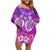 Polynesian Valentine Day Family Matching Off Shoulder Short Dress and Hawaiian Shirt Love Couple Turtle Maori Hibiscus Purple LT03 Mom's Dress Purple - Polynesian Pride