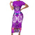 Polynesian Valentine Day Short Sleeve Bodycon Dress Love Couple Turtle Maori Hibiscus Purple LT03 Long Dress Purple - Polynesian Pride