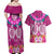 Polynesian Valentine Day Couples Matching Off Shoulder Maxi Dress and Hawaiian Shirt Love Couple Turtle Maori Hibiscus Pink LT03 - Polynesian Pride