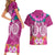 Polynesian Valentine Day Couples Matching Short Sleeve Bodycon Dress and Hawaiian Shirt Love Couple Turtle Maori Hibiscus Pink LT03 - Polynesian Pride