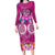 Polynesian Valentine Day Long Sleeve Bodycon Dress Love Couple Turtle Maori Hibiscus Pink LT03 Long Dress Pink - Polynesian Pride