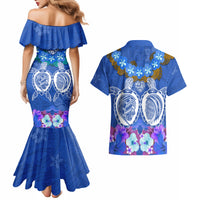Polynesian Valentine Day Couples Matching Mermaid Dress and Hawaiian Shirt Love Couple Turtle Maori Hibiscus Blue LT03 - Polynesian Pride