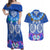 Polynesian Valentine Day Couples Matching Off Shoulder Maxi Dress and Hawaiian Shirt Love Couple Turtle Maori Hibiscus Blue LT03 Blue - Polynesian Pride