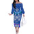 Polynesian Valentine Day Family Matching Off Shoulder Long Sleeve Dress and Hawaiian Shirt Love Couple Turtle Maori Hibiscus Blue LT03 Mom's Dress Blue - Polynesian Pride