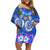 Polynesian Valentine Day Family Matching Off Shoulder Short Dress and Hawaiian Shirt Love Couple Turtle Maori Hibiscus Blue LT03 Mom's Dress Blue - Polynesian Pride