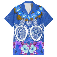 Polynesian Valentine Day Family Matching Short Sleeve Bodycon Dress and Hawaiian Shirt Love Couple Turtle Maori Hibiscus Blue LT03 Dad's Shirt - Short Sleeve Blue - Polynesian Pride