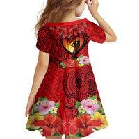 Hawaii Valentine Day Family Matching Long Sleeve Bodycon Dress and Hawaiian Shirt Couple on Beach mix Hibiscus and Polynesian Tattoo LT03 - Polynesian Pride