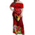 Hawaii Valentine Day Off Shoulder Maxi Dress Couple on Beach mix Hibiscus and Polynesian Tattoo LT03 Women Red - Polynesian Pride