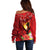 Hawaii Valentine Day Off Shoulder Sweater Couple on Beach mix Hibiscus and Polynesian Tattoo LT03 - Polynesian Pride