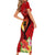 Hawaii Valentine Day Short Sleeve Bodycon Dress Couple on Beach mix Hibiscus and Polynesian Tattoo LT03 - Polynesian Pride