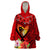 Hawaii Valentine Day Wearable Blanket Hoodie Couple on Beach mix Hibiscus and Polynesian Tattoo LT03 One Size Red - Polynesian Pride