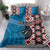 Personalised Aotearoa and Fiji Together Bedding Set Melanesian Warrior and Koru - Taniko with Hibiscus Tapa Pattern