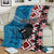 Personalised Aotearoa and Fiji Together Blanket Melanesian Warrior and Koru - Taniko with Hibiscus Tapa Pattern