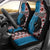 Personalised Aotearoa and Fiji Together Car Seat Cover Melanesian Warrior and Koru - Taniko with Hibiscus Tapa Pattern