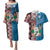 Personalised Aotearoa and Fiji Together Couples Matching Puletasi and Hawaiian Shirt Melanesian Warrior and Koru - Taniko with Hibiscus Tapa Pattern