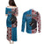 Personalised Aotearoa and Fiji Together Couples Matching Puletasi and Long Sleeve Button Shirt Melanesian Warrior and Koru - Taniko with Hibiscus Tapa Pattern