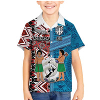 Personalised Aotearoa and Fiji Together Family Matching Mermaid Dress and Hawaiian Shirt Melanesian Warrior and Koru - Taniko with Hibiscus Tapa Pattern
