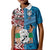 Personalised Aotearoa and Fiji Together Kid Polo Shirt Melanesian Warrior and Koru - Taniko with Hibiscus Tapa Pattern