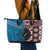 Personalised Aotearoa and Fiji Together Leather Tote Bag Melanesian Warrior and Koru - Taniko with Hibiscus Tapa Pattern