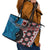 Personalised Aotearoa and Fiji Together Leather Tote Bag Melanesian Warrior and Koru - Taniko with Hibiscus Tapa Pattern