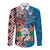 Personalised Aotearoa and Fiji Together Long Sleeve Button Shirt Melanesian Warrior and Koru - Taniko with Hibiscus Tapa Pattern